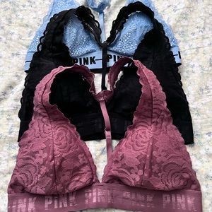 PINK
LACE HALTER BRALETTE BUNDLE, Size: M